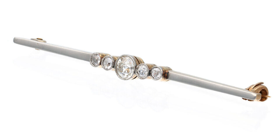 Stabnadel mit Diamanten in Gold und Platin